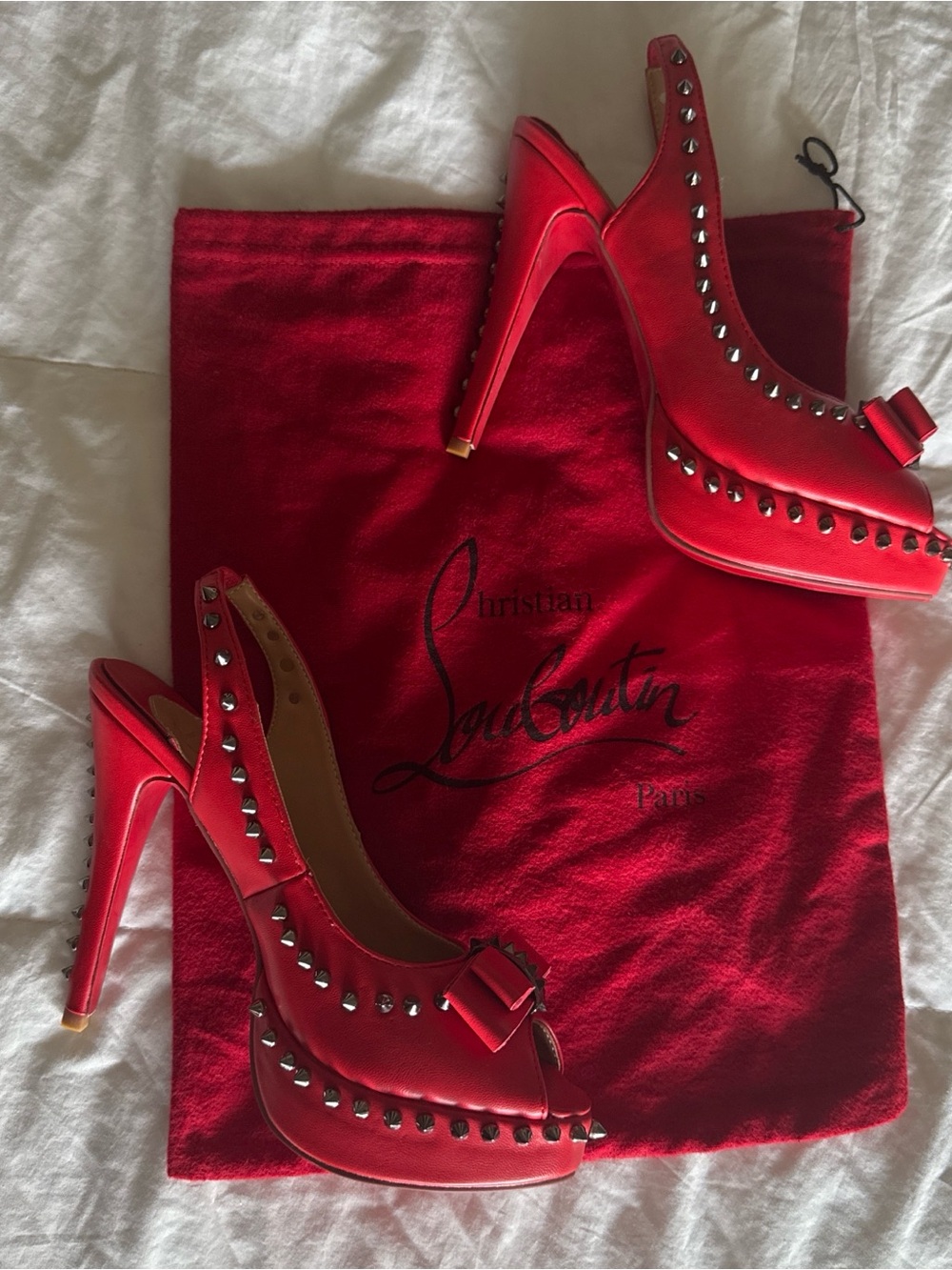 Red Bottoms Leather Spiked Pump Brand New